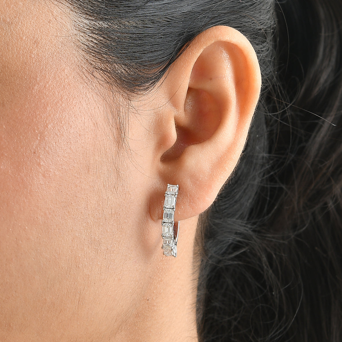 D'Joy Moissanite Full Hoop Earring in Platinum OverlaySterling Silver  2.940  Ct. 8740383 1