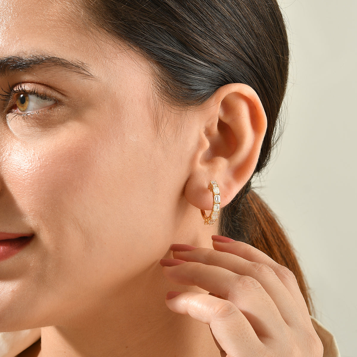 D'Joy Moissanite Full Hoop Earring in 18K Gold OverlaySterling Silver  3.038  Ct. 8740385 1