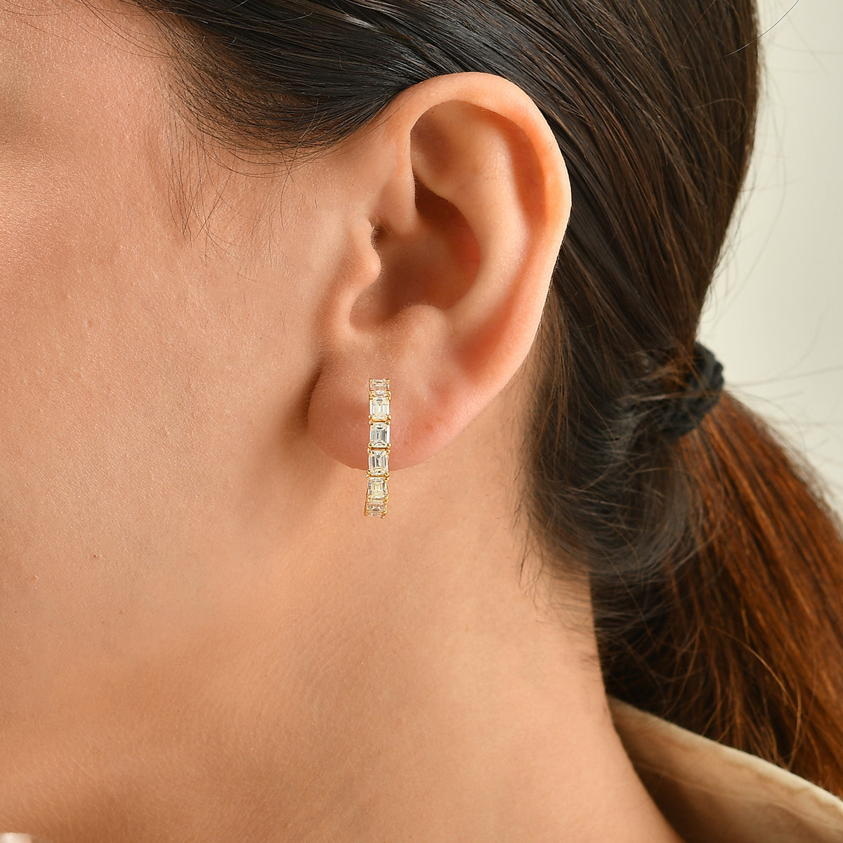 D'Joy Moissanite Full Hoop Earring in 18K Gold OverlaySterling Silver  3.038  Ct. 8740385 2