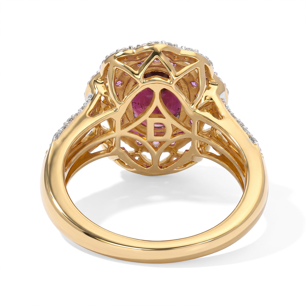 D'Joy Rhodolite Garnet, White Zircon Main Stone With Surrounding Stone Ring in 18K YG VermeilSterling Silver  3.259  Ct. 8740498 4