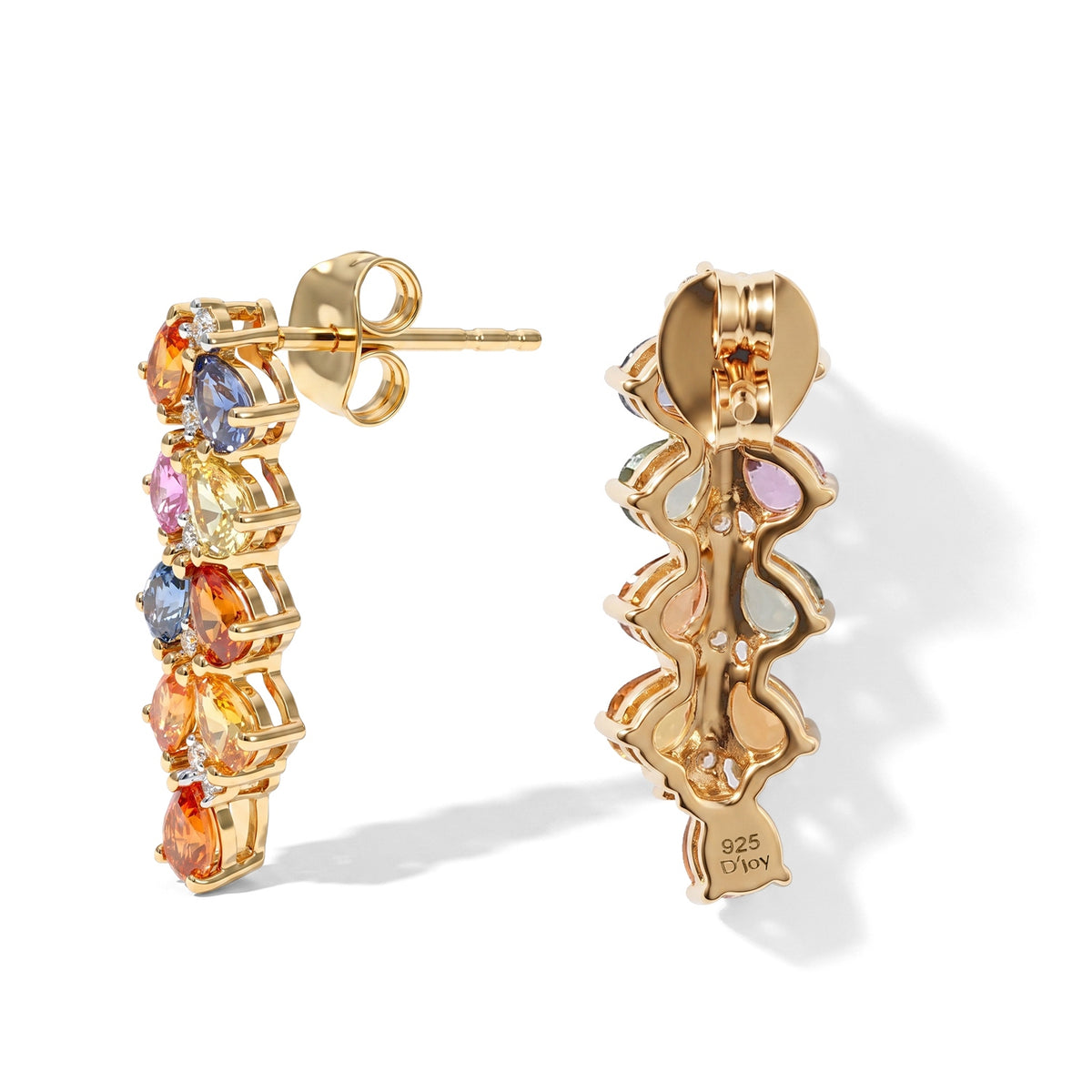 D'Joy Multi Sapphire, White Zircon Fancy Earring in 18K YG PlatingSterling Silver  3.620  Ct. 8740562 3