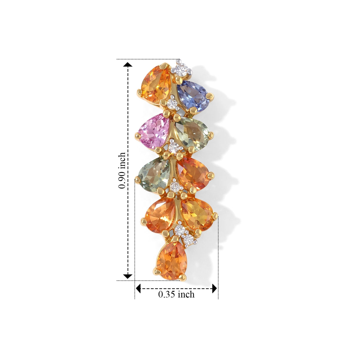 D'Joy Multi Sapphire, White Zircon Fancy Earring in 18K YG PlatingSterling Silver  3.620  Ct. 8740562 4