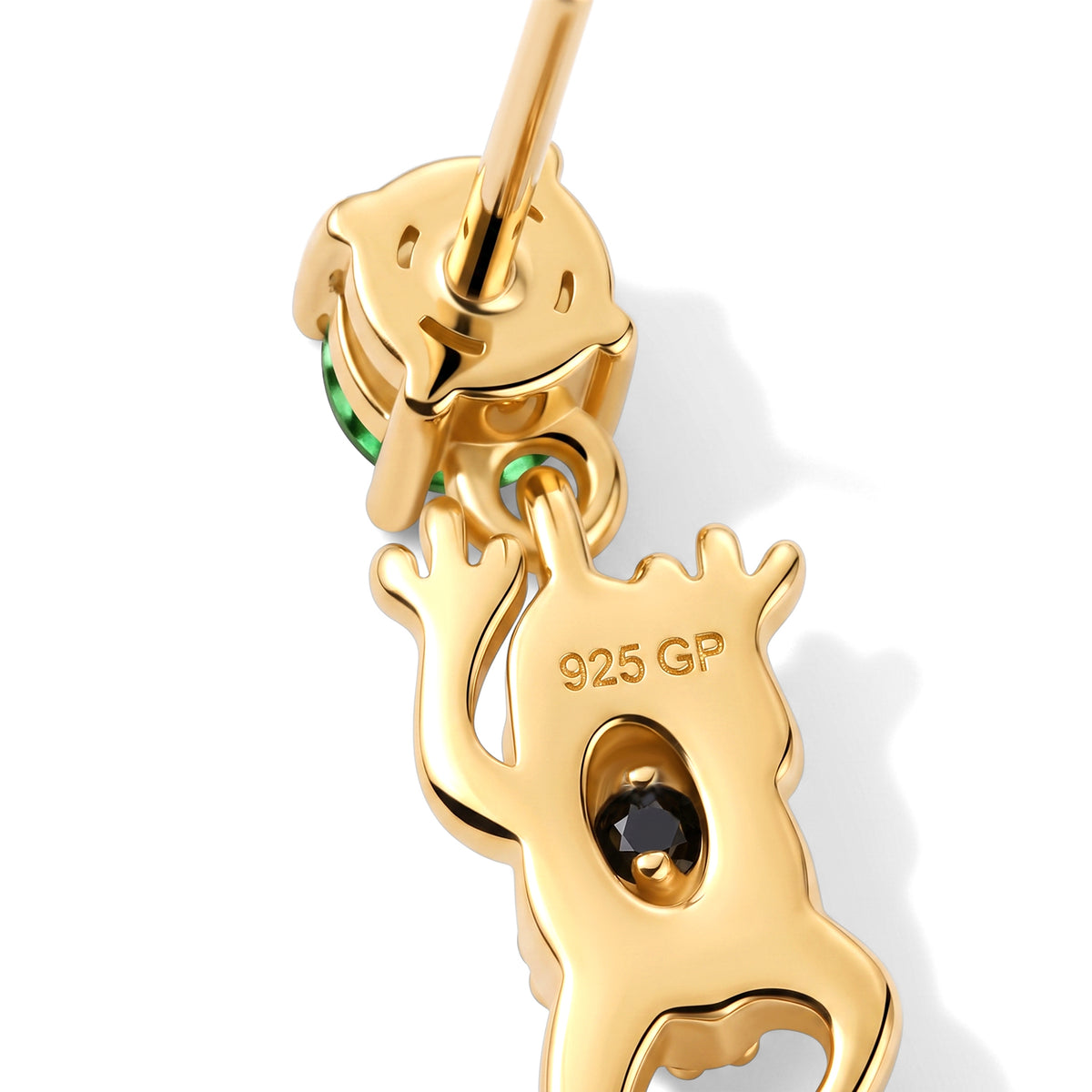 Live From Vicenza GP - Natural Chrome Diopside, Blue Sapphire &amp; Colombian Emeraldine Colour Quartz Dangling Earring with Push Post in Yellow Gold Plated Sterling Silver 3.55 Ct. 8740663 5