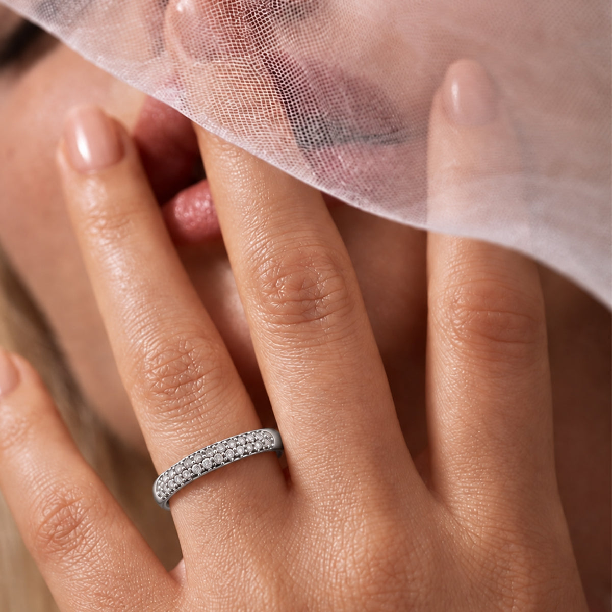 Luxuriant - Lab Grown Diamond (SI/G-H) Band Ring in Rhodium Overlay Sterling Silver 0.50 Ct. 8740987 2