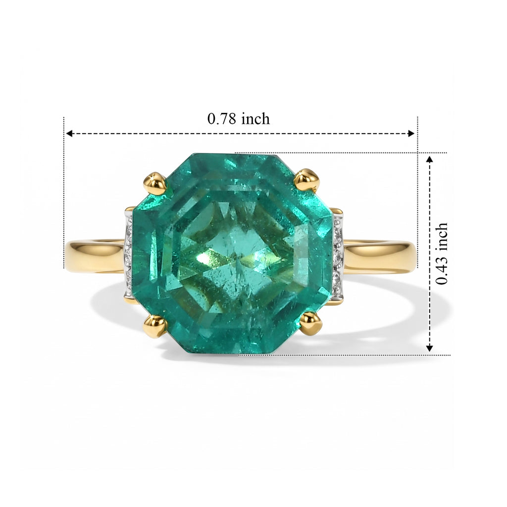 D'Joy - Colombian Colour Emeraldine Quartz & White Zircon Ring in Yellow Gold Plated Sterling Silver 4.70 Ct._8741332_4