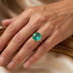 D'Joy - Colombian Colour Emeraldine Quartz & White Zircon Ring in Yellow Gold Plated Sterling Silver 4.70 Ct._8741334_1