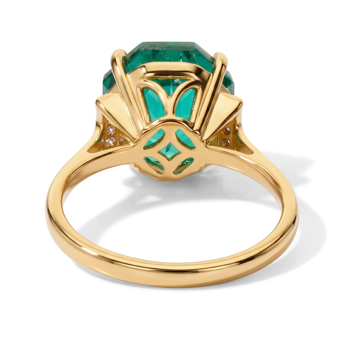 D'Joy - Colombian Colour Emeraldine Quartz &amp; White Zircon Solitaire Ring in Yellow Gold Plated Sterling Silver 4.70 Ct. V32638666 4