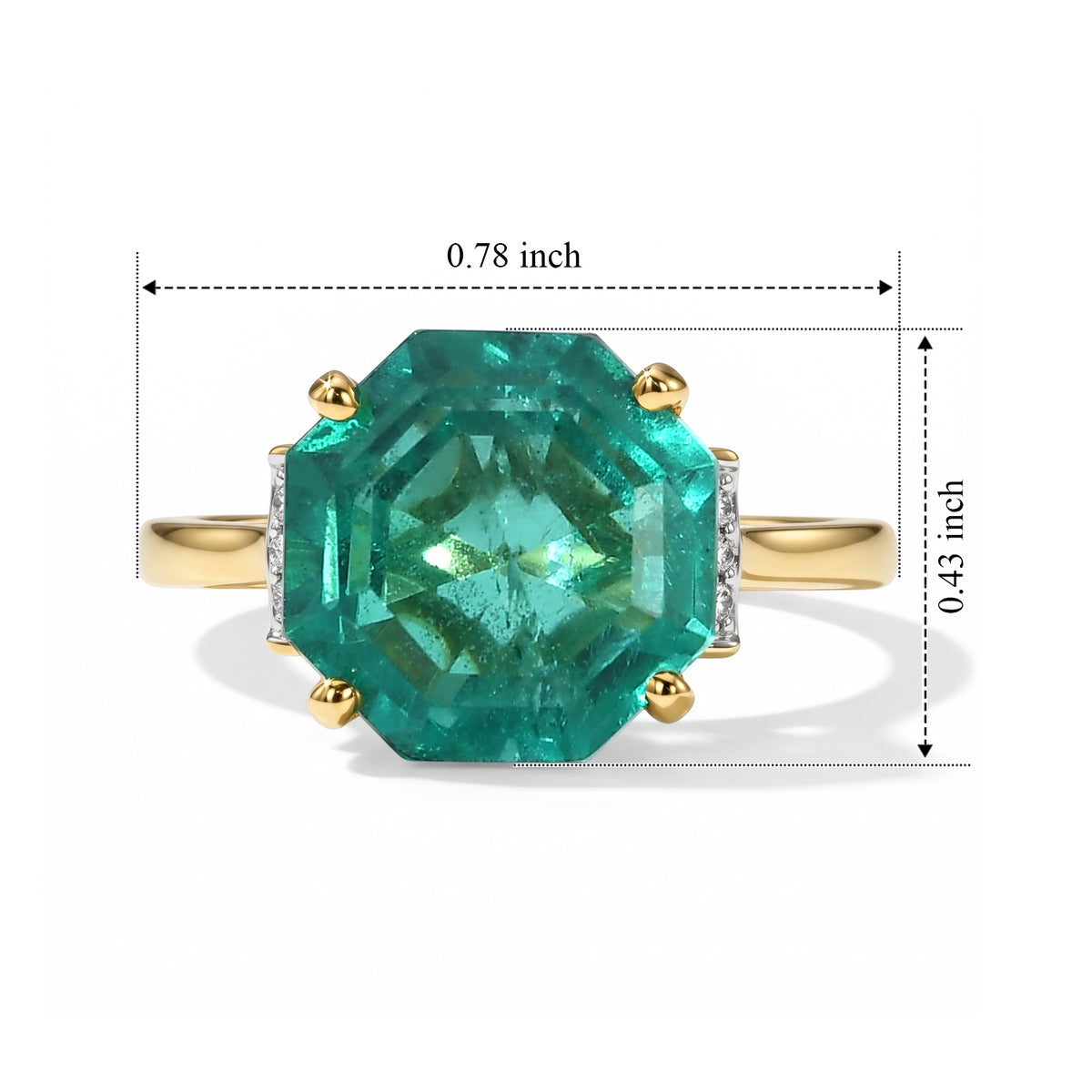 D'Joy - Colombian Colour Emeraldine Quartz &amp; White Zircon Solitaire Ring in Yellow Gold Plated Sterling Silver 4.70 Ct. V32638666 5