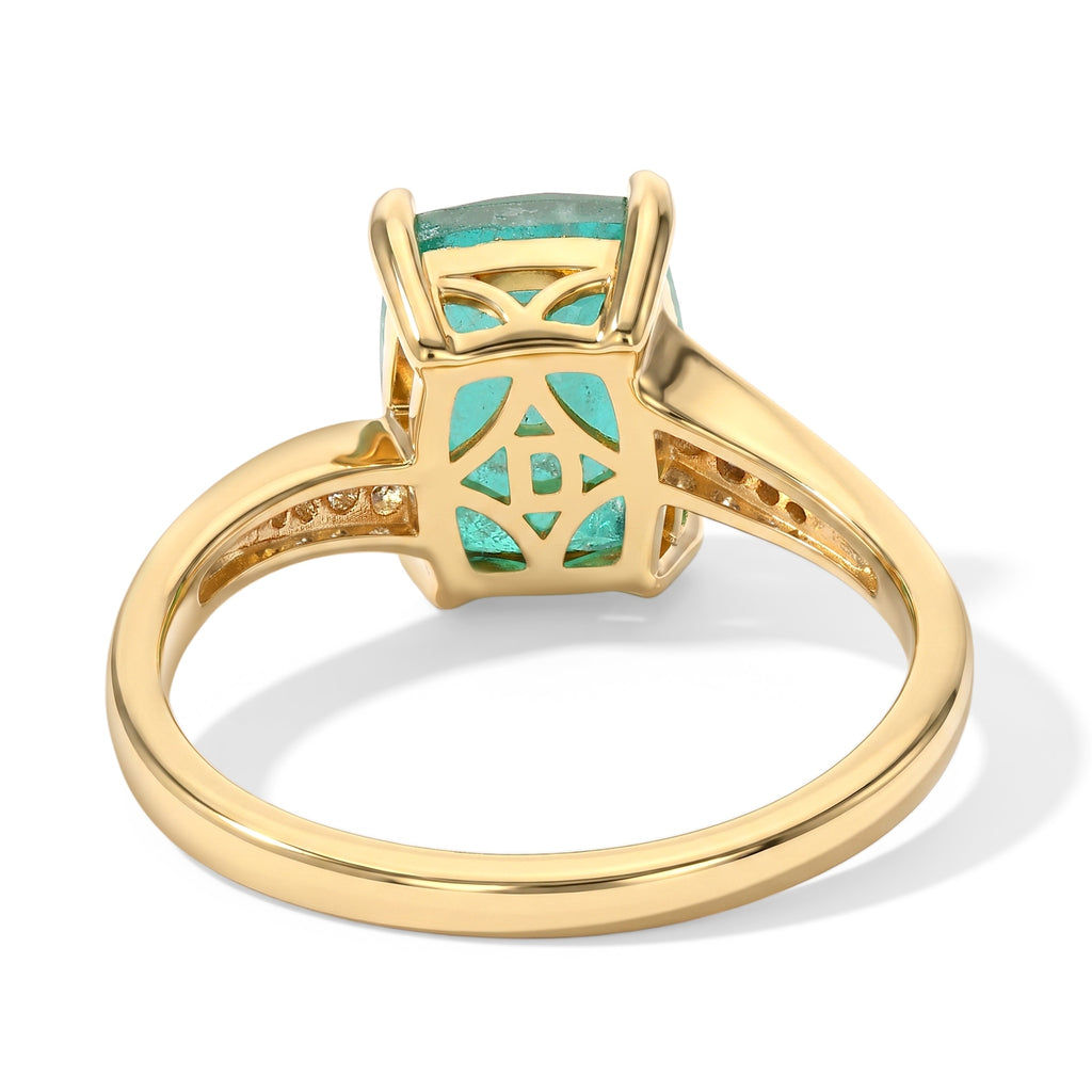 D'Joy - Colombian Colour Emeraldine Quartz & White Zircon Ring in Yellow Gold Plated Sterling Silver 2.75 Ct._8741338_3