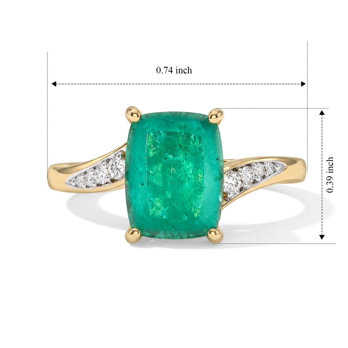D'Joy - Colombian Colour Emeraldine Quartz &amp; White Zircon Ring in Yellow Gold Plated Sterling Silver 2.75 Ct. 8741338 5