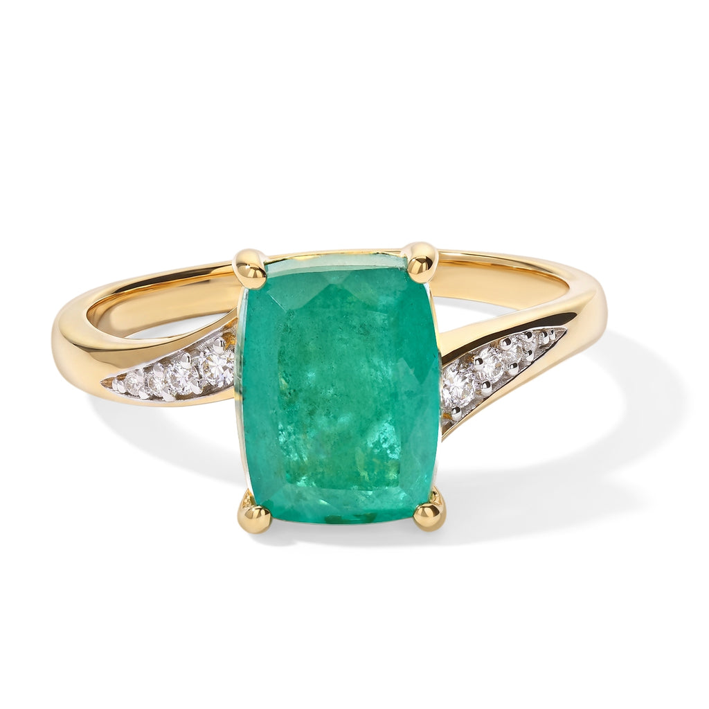 D'Joy - Colombian Colour Emeraldine Quartz & White Zircon Ring in Yellow Gold Plated Sterling Silver 2.75 Ct._8741339