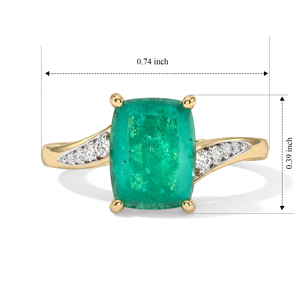 D'Joy - Colombian Colour Emeraldine Quartz & White Zircon Ring in Yellow Gold Plated Sterling Silver 2.75 Ct._8741348_4