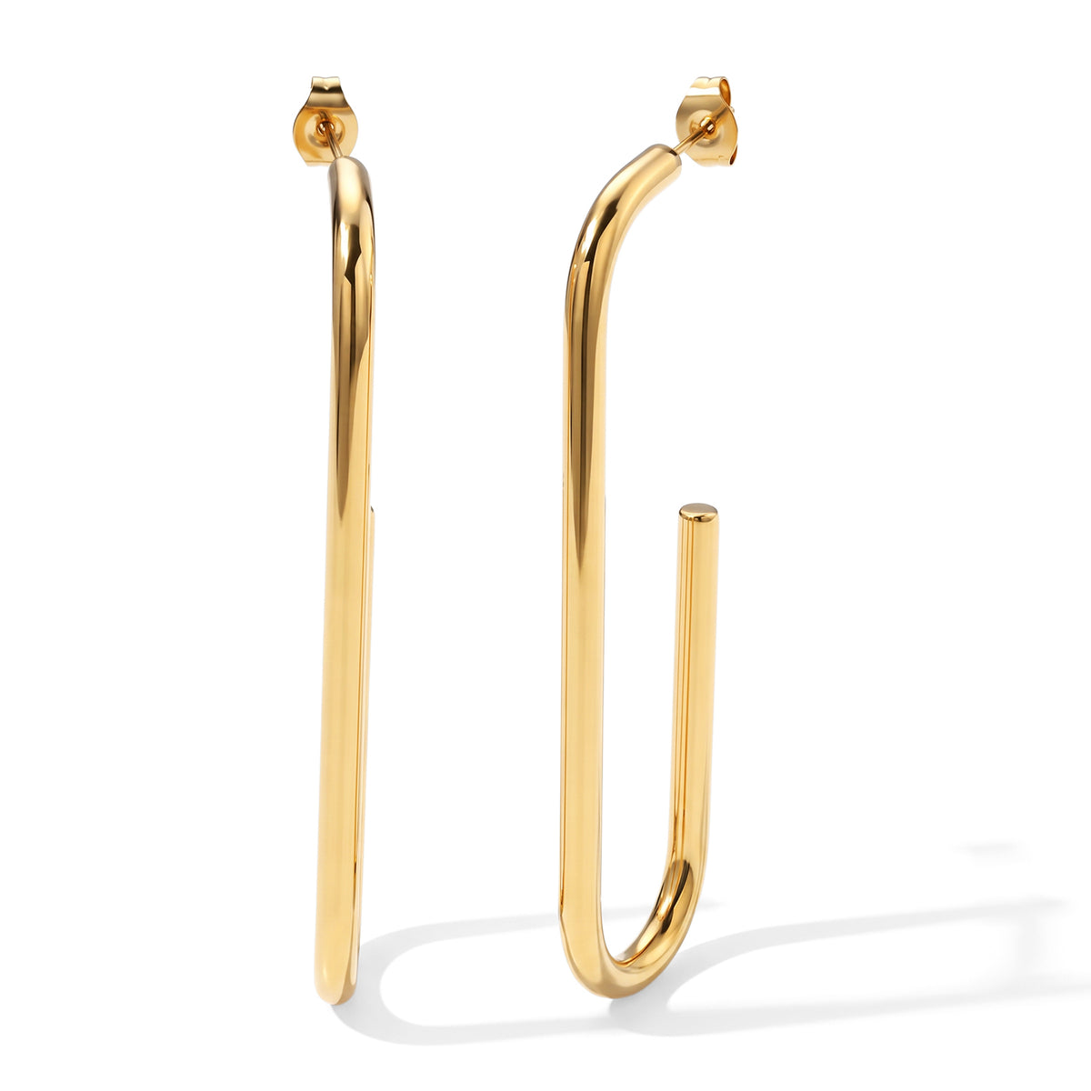 Paperclip-Shaped Hoop Earring with Push Back 8741963 0