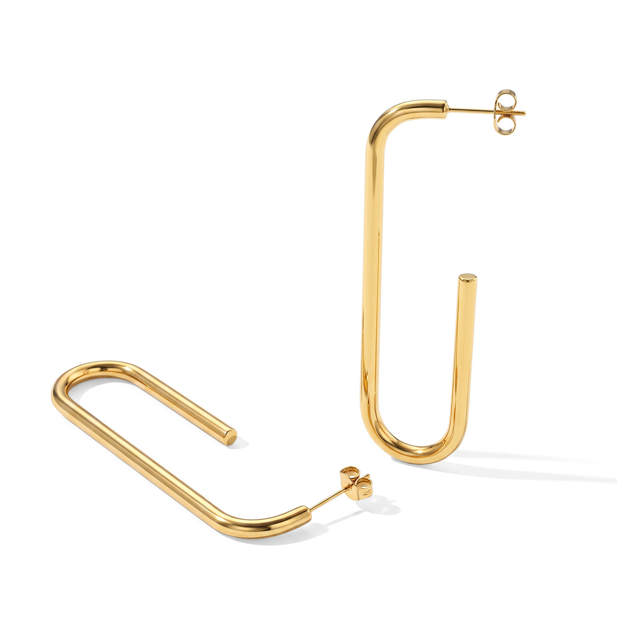 Paperclip-Shaped Hoop Earring with Push Back 8741963 3