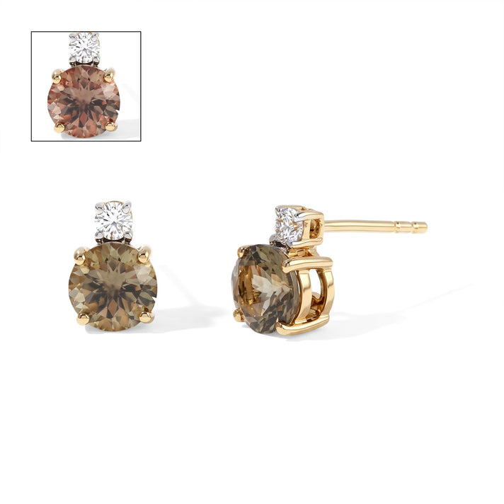 9K Yellow Gold AAA Turkizite &amp; Lab Grown Diamond (SI/G-H) Earring with Push Post 2.20 Ct. 8742078 1