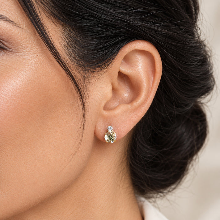 9K Yellow Gold AAA Turkizite &amp; Lab Grown Diamond (SI/G-H) Earring with Push Post 2.20 Ct. 8742078 2