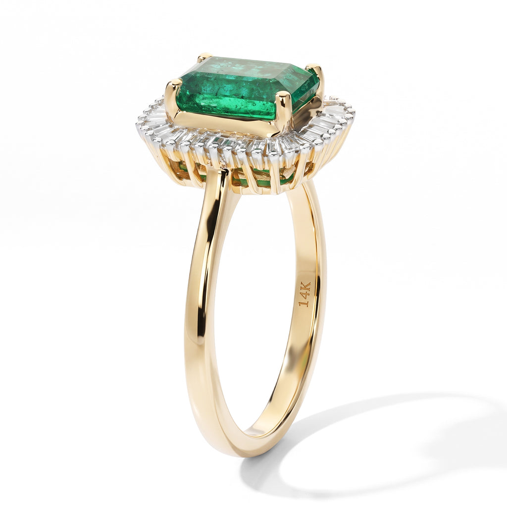 Tony Diniz Collection - 14K Yellow Gold AAA Gemfields Zambian Emerald & White Diamond Halo Ring 1.90 Ct, Gold Wt. 3.14 Gms_8742334_3