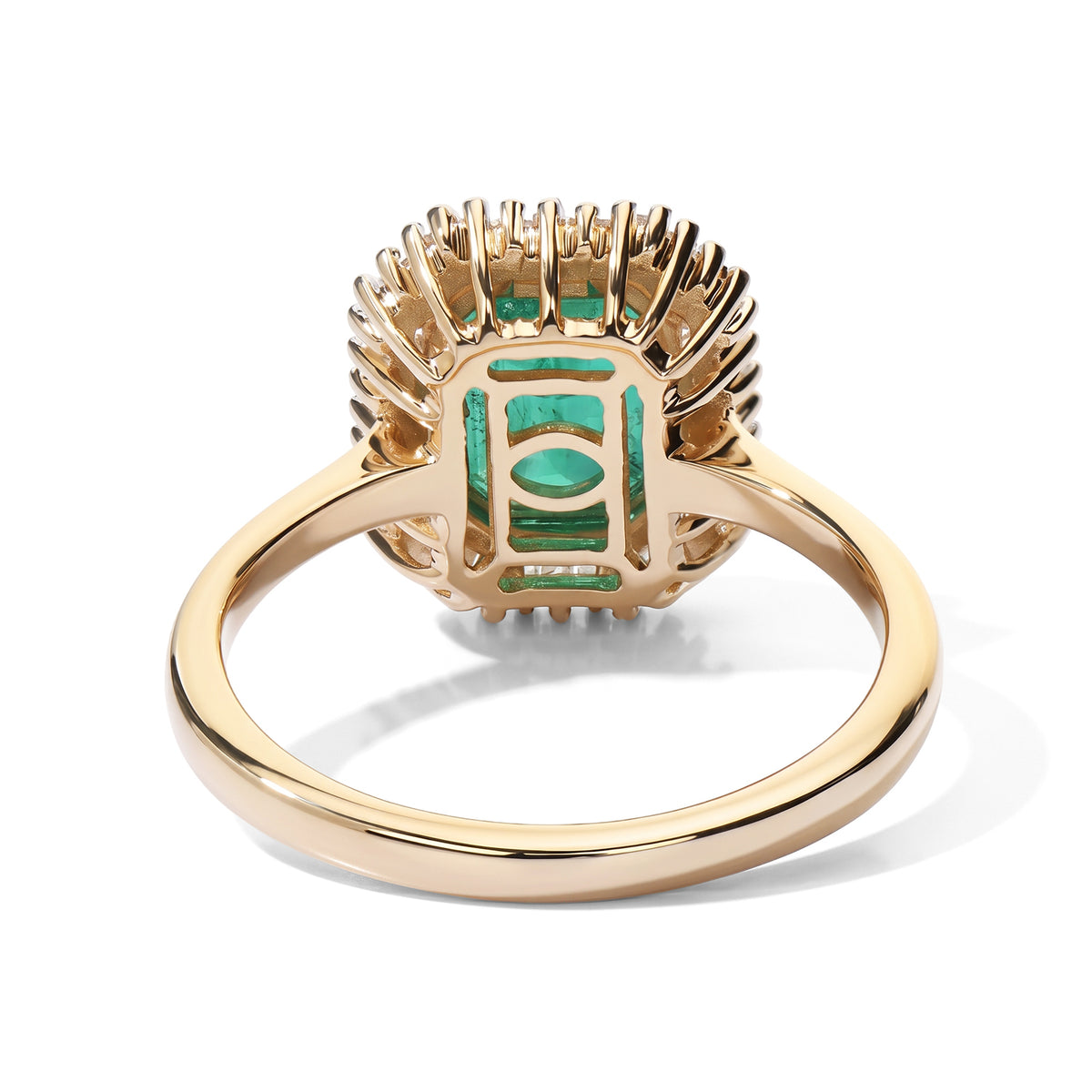 14K Yellow Gold AAA Gemfields Zambian Emerald &amp; White Diamond Halo Ring 1.90 Ct, Gold Wt. 3.00 Gms 8742334 5