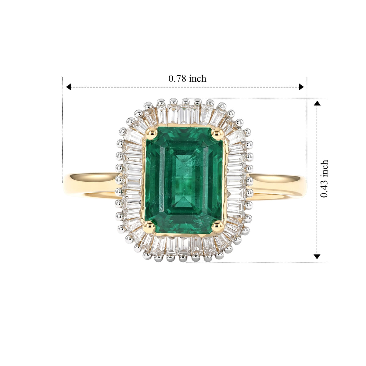 14K Yellow Gold AAA Gemfields Zambian Emerald &amp; White Diamond Halo Ring 1.90 Ct, Gold Wt. 3.00 Gms 8742334 6