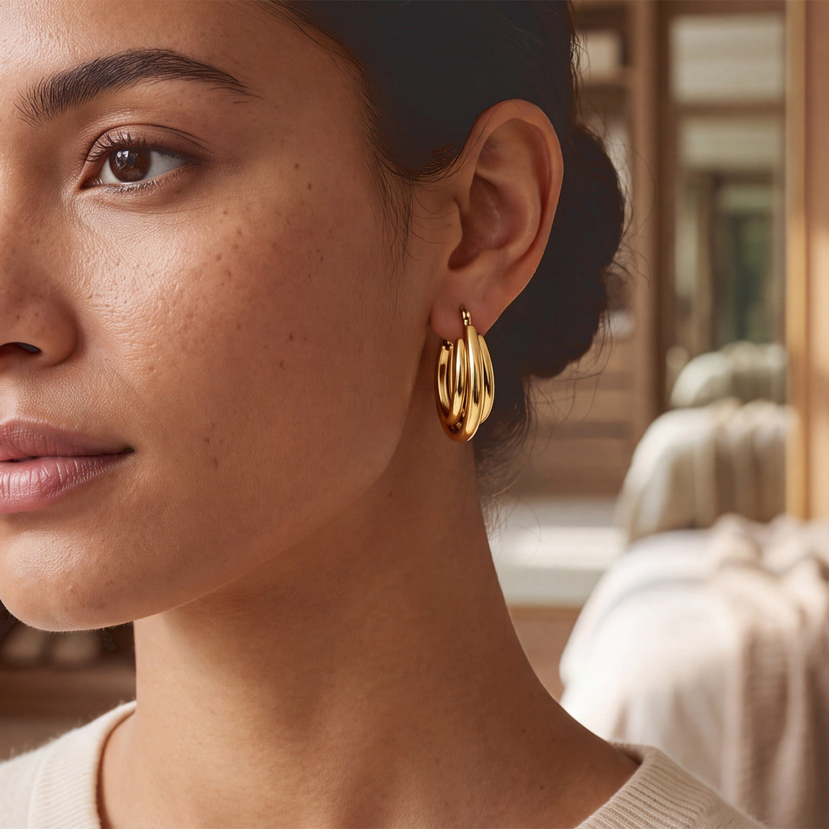 Designer Inspired- Chunky Oval Hoop Earring 8742342 1