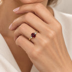Luxuriant Rhodolite Garnet, Lab Grown Diamond 3 Stone Ring in 18K YG VermeilSterling Silver  1.750  Ct._8743896_2