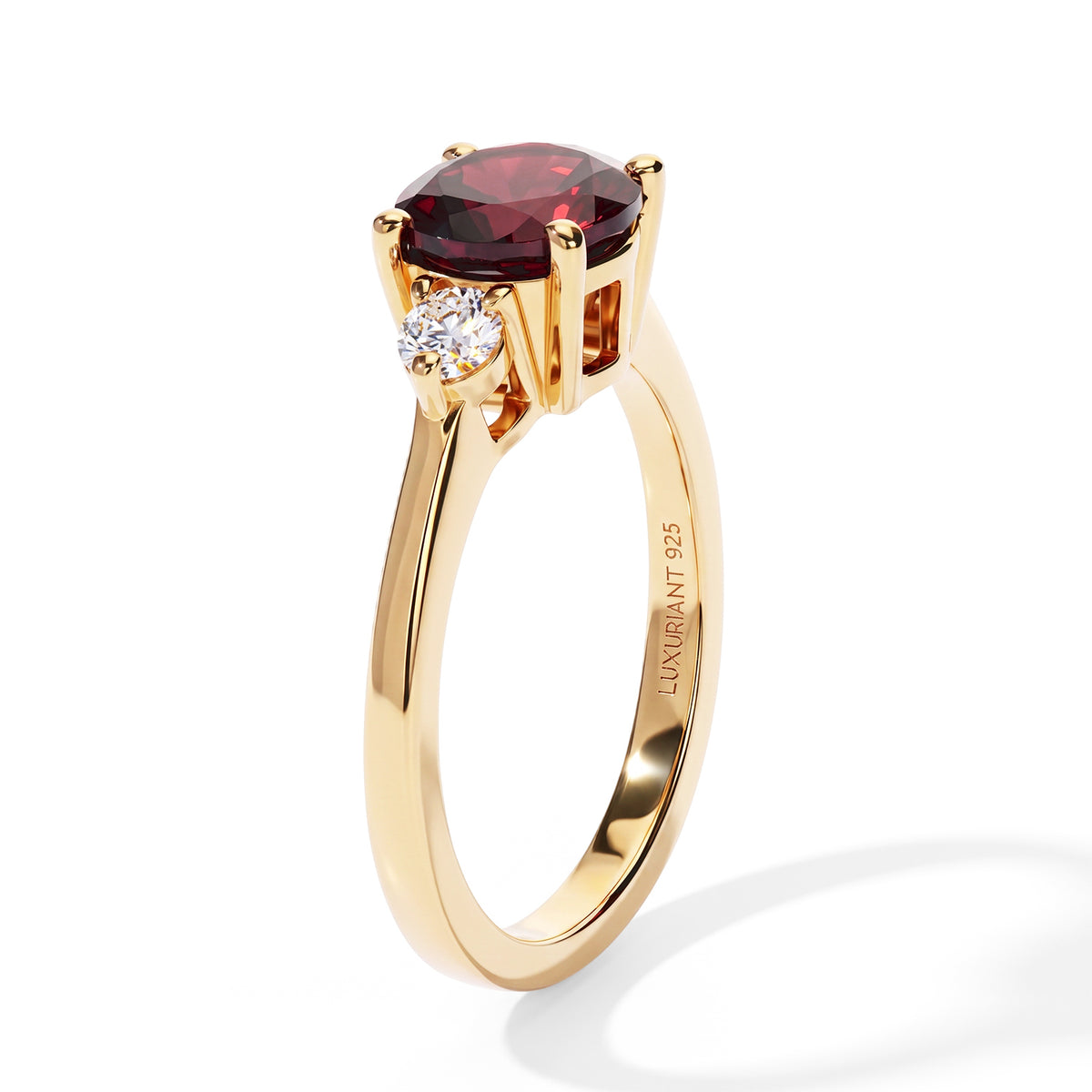Luxuriant Rhodolite Garnet, Lab Grown Diamond 3 Stone Ring in 18K YG VermeilSterling Silver  1.750  Ct. 8743896 3