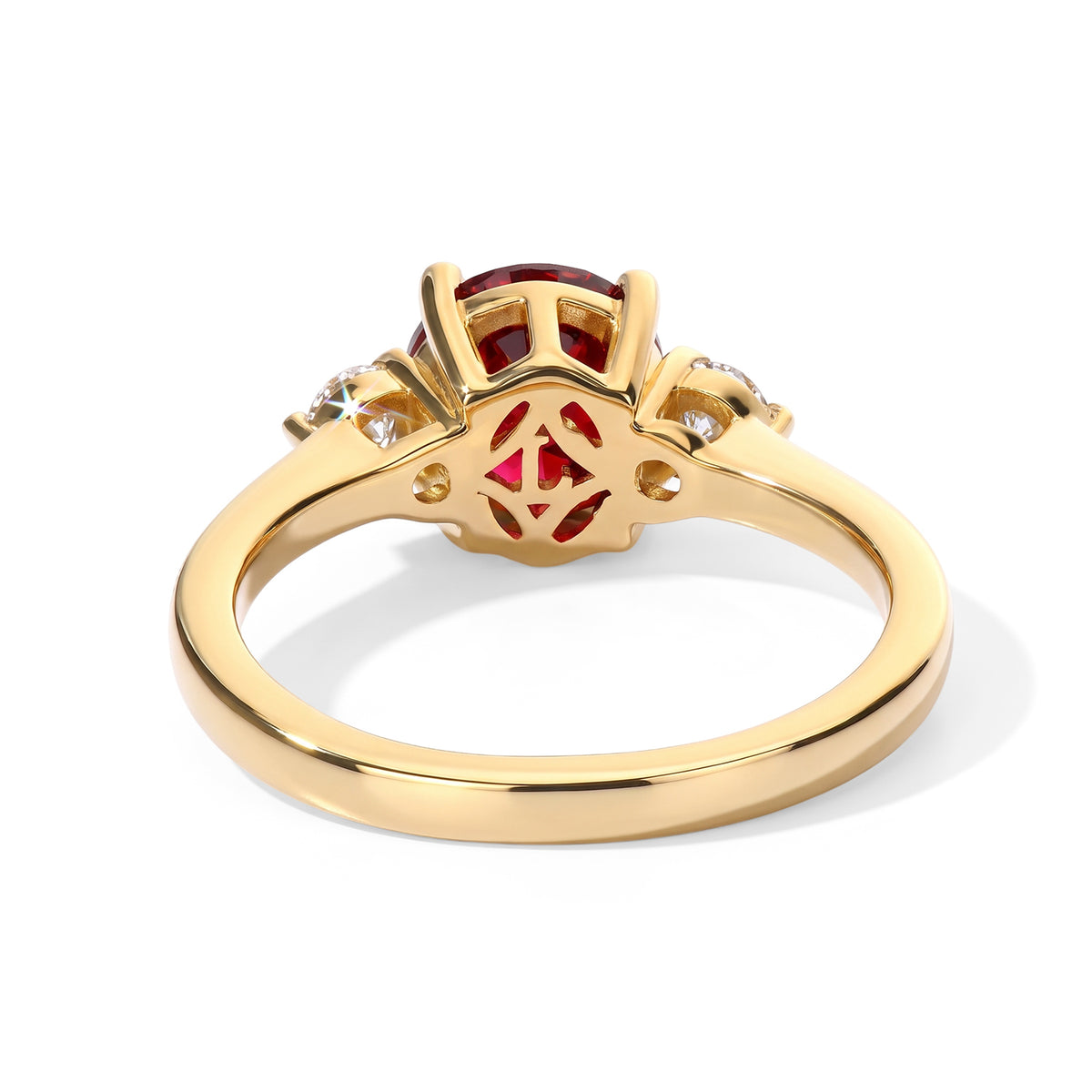Luxuriant Rhodolite Garnet, Lab Grown Diamond 3 Stone Ring in 18K YG VermeilSterling Silver  1.750  Ct. 8743896 4