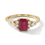 D'Joy - Fissure Filled Ruby & Moissanite Ring in 18K Yellow Gold Plated Sterling Silver 1.70 Ct._8743925