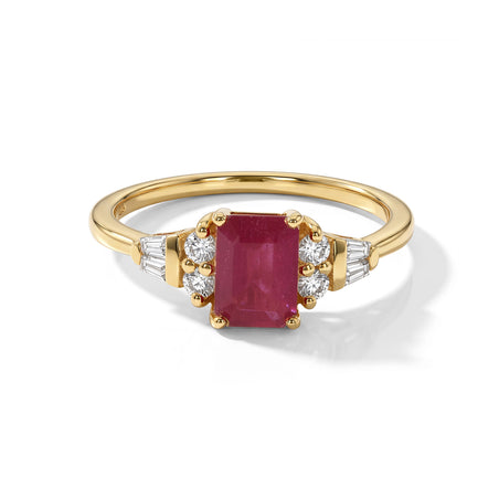 D'Joy - Fissure Filled Ruby &amp; Moissanite Ring in 18K Yellow Gold Plated Sterling Silver 1.70 Ct. 8743925 1