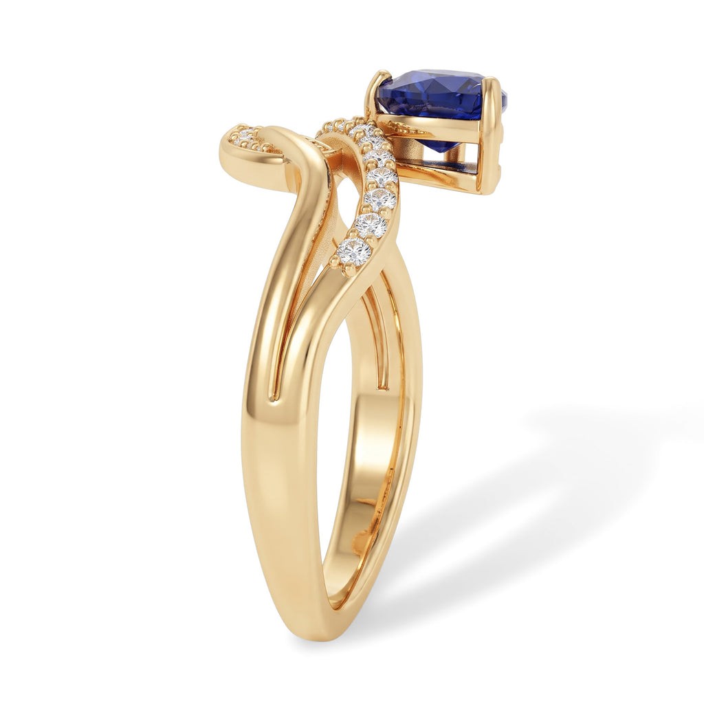 D'Joy Diffused Blue Sapphire, White Zircon Ring in 18K YG PlatingSterling Silver  1.230  Ct._8743961_2