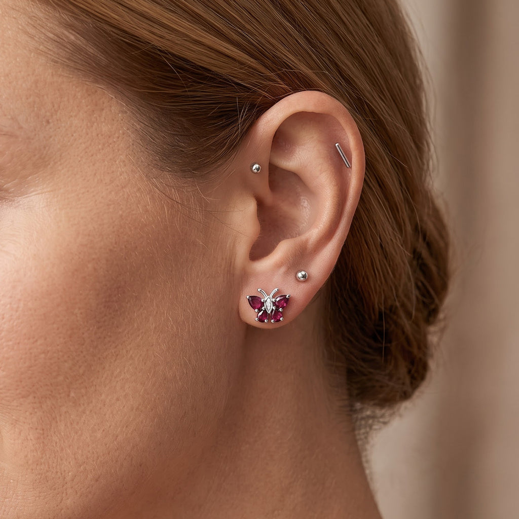 D'Joy - Rhodolite Garnet & White Zircon Earring with Push Back in Rhodium Overlay Sterling Silver 2.36 Ct._8744057_2