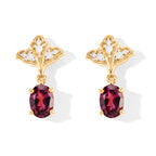 D'Joy - Rhodolite Garnet & White Zircon Dangling Earring with Push Back in Yellow Gold Plated Sterling Silver 2.05 Ct._8744072