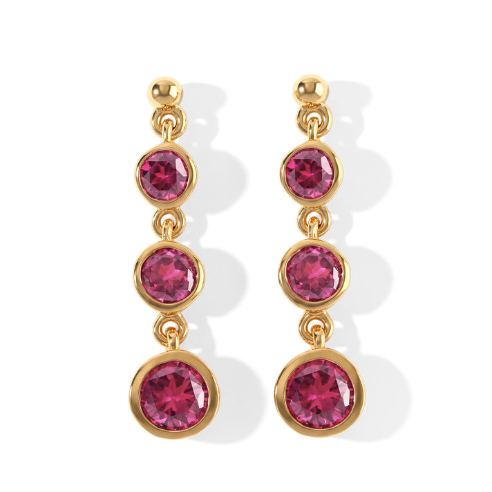 D'Joy - Orissa Natural Rhodolite Garnet Dangling Earring with Push Back in Yellow Gold Plated Sterling Silver 1.90 Ct. 8744099 1