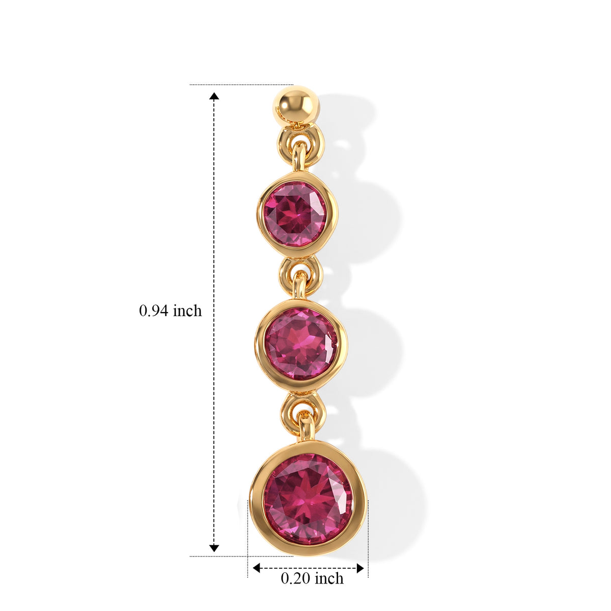 D'Joy - Rhodolite Garnet Dangling Earring with Push Back in Yellow Gold Plated Sterling Silver 1.90 Ct. 8744099 4