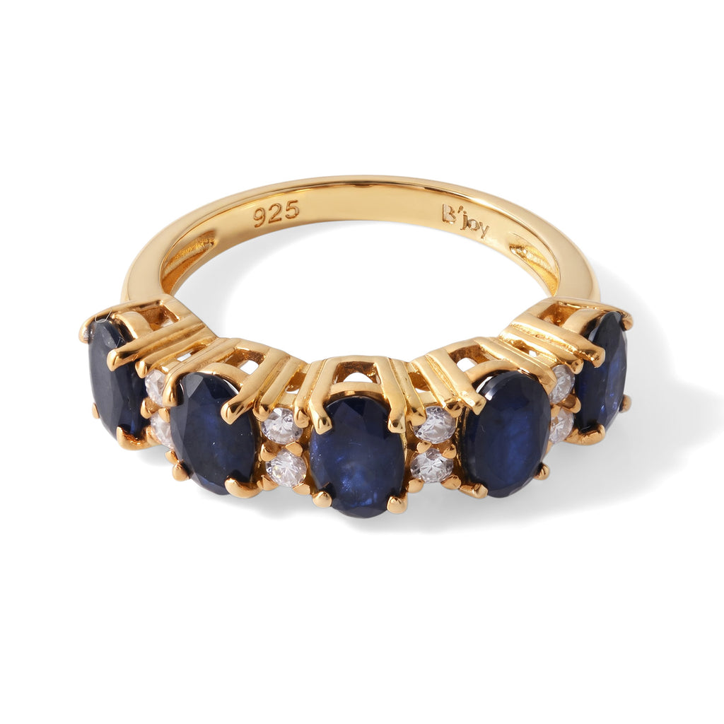 D'Joy Diffused Blue Sapphire, White Zircon Ring in 18K YG PlatingSterling Silver  3.360  Ct._8744151