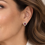 D'Joy - Rhodolite Garnet & White Zircon Earring with Push Post in Yellow Gold Plated Sterling Silver 1.25 Ct._8744154_2
