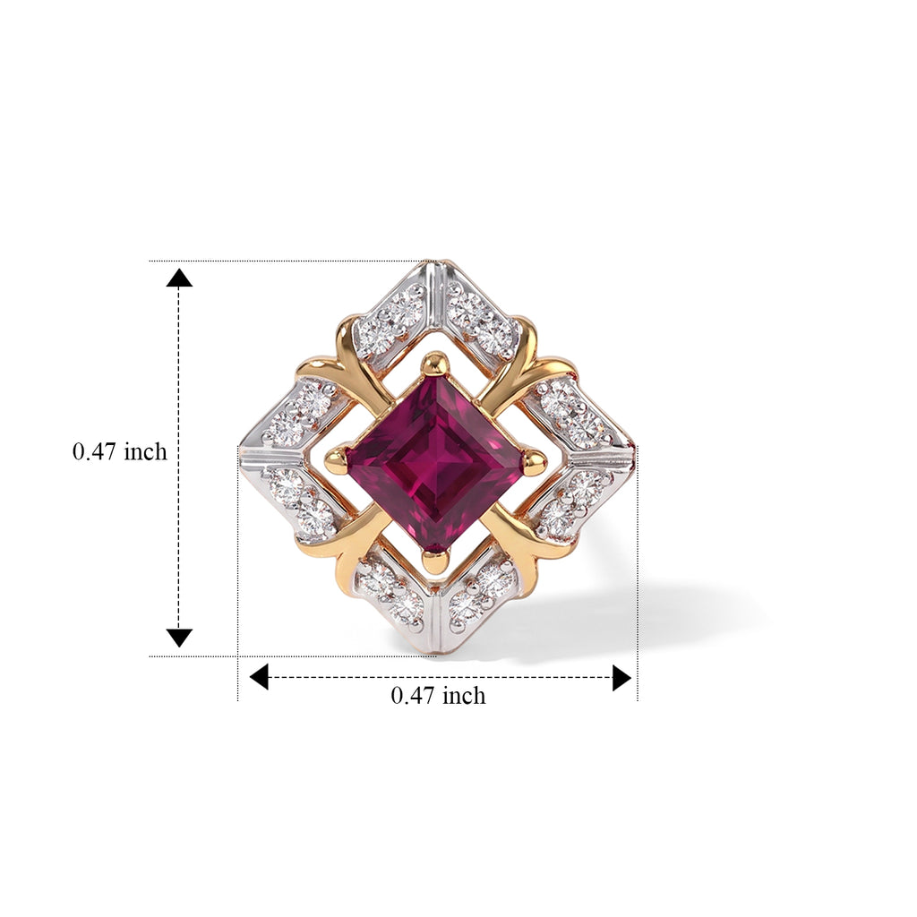 D'Joy - Rhodolite Garnet & White Zircon Earring with Push Post in Yellow Gold Plated Sterling Silver 1.25 Ct._8744154_4