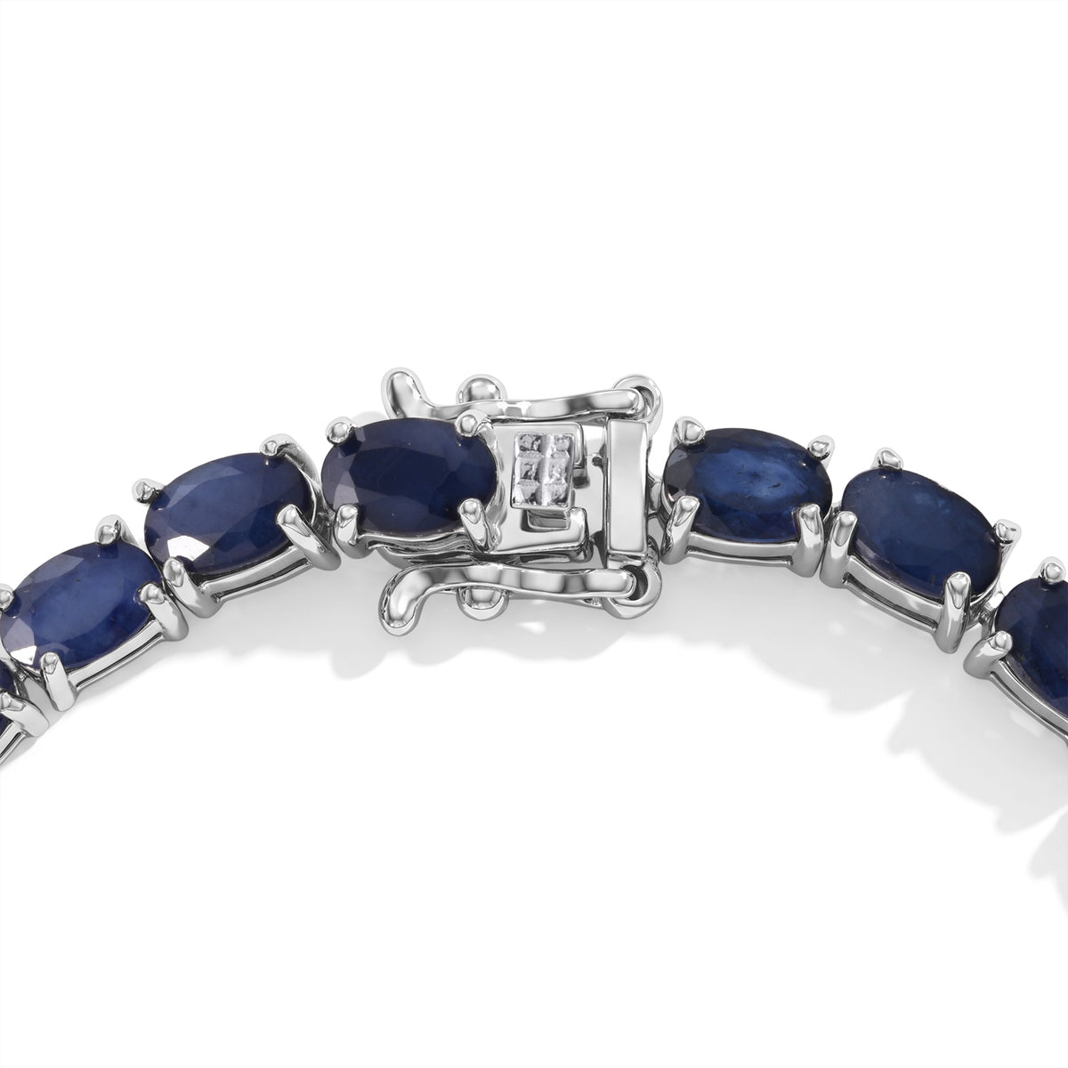 D'Joy - Kwai Blue Sapphire Tennis Bracelet (Size - 7.5) in Rhodium Overlay Sterling Silver 18.56 Ct. 8744155 2