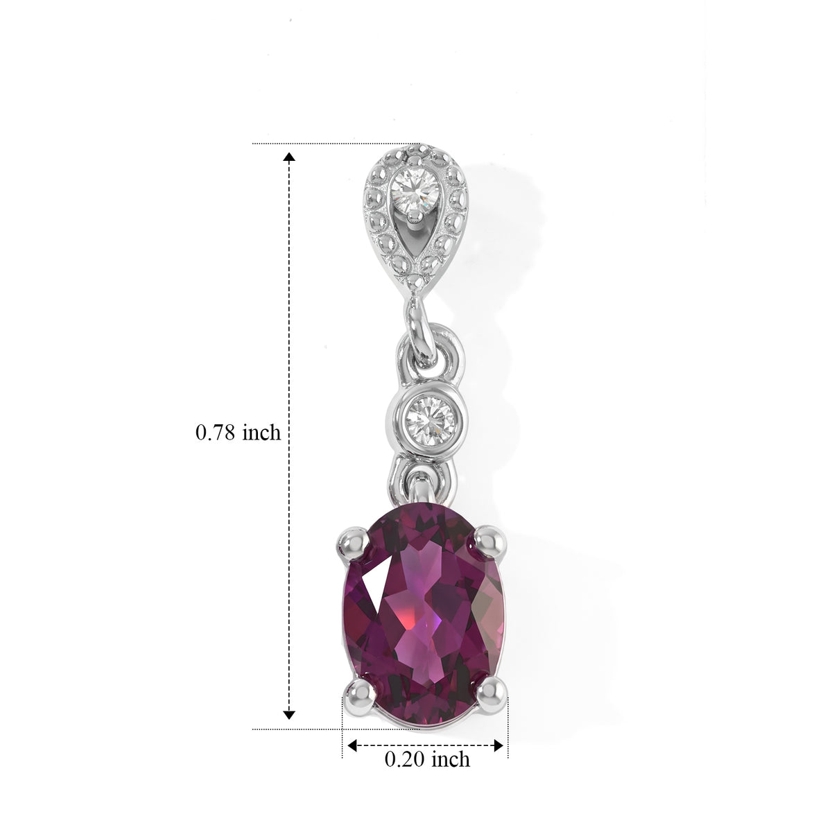 D'Joy - Rhodolite Garnet &amp; White Zircon Dangling Earring with Push Back in Platinum Overlay Sterling Silver 2.11 Ct. 8744156 4