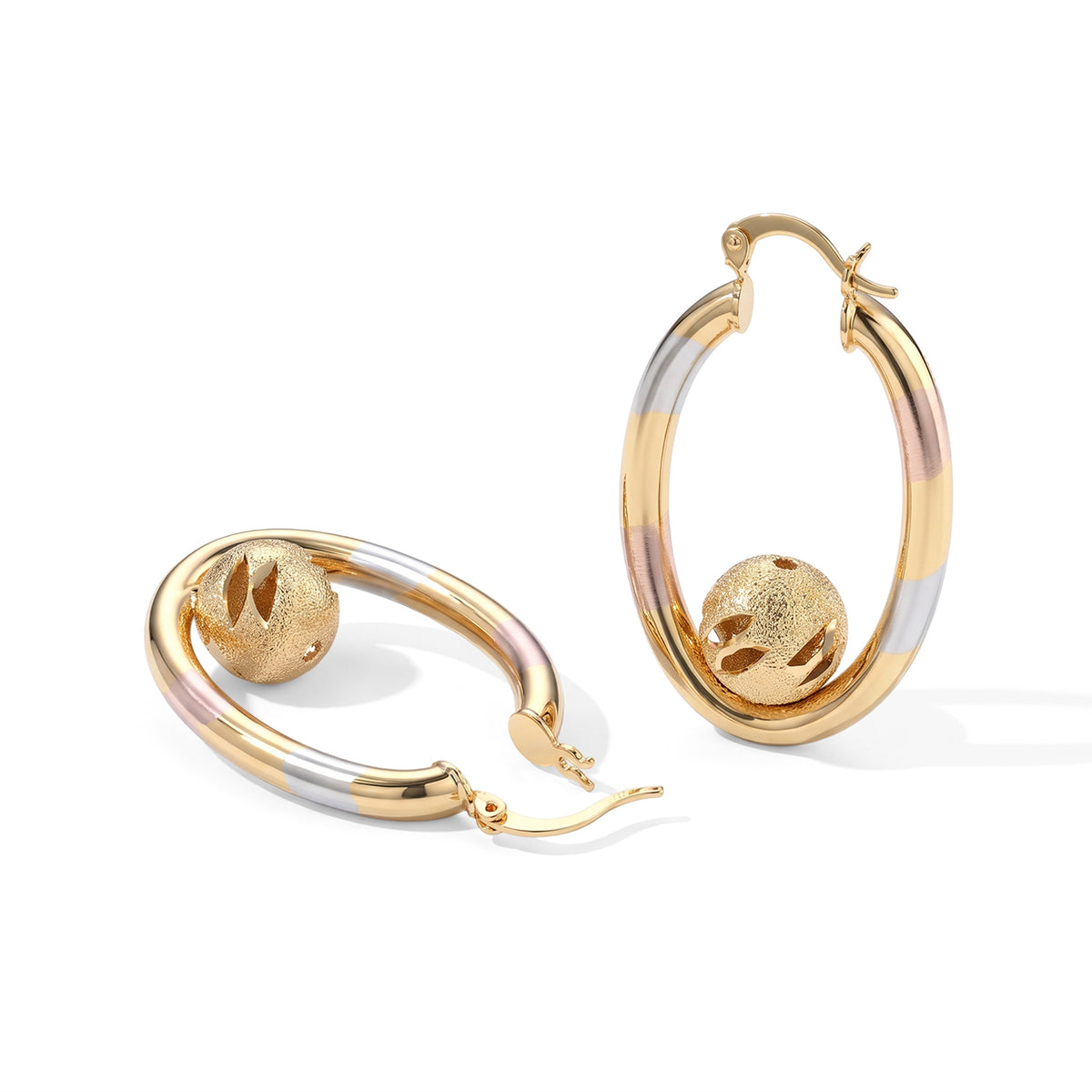 Oval Hoop Earring in Tri Colour Enameling with Clasp 8744223 3