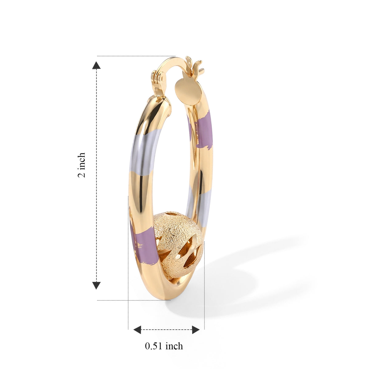 Oval Hoop Earring in Tri Colour Enameling with Clasp 8744223 4