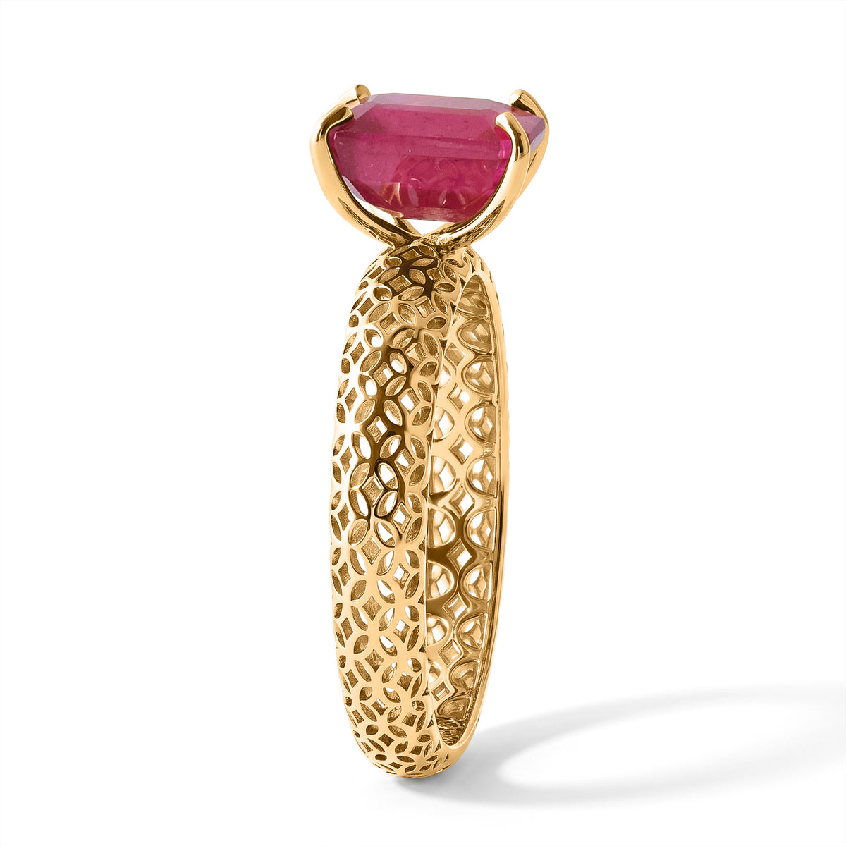 D'Joy - Fissure Filled Ruby Solitaire Ring in Yellow Gold Plated Sterling Silver 1.95 Ct. 8744302 2