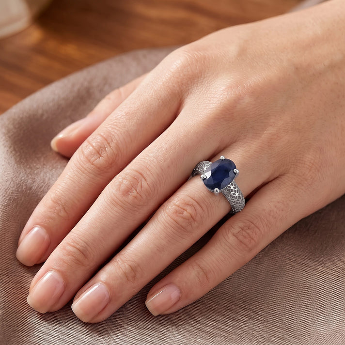 D'Joy - Kwai Blue Sapphire Solitaire Ring in Platinum Overlay Sterling Silver 1.65 Ct. 8744311 2