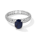 D'Joy Diffused Blue Sapphire Ring in Platinum OverlaySterling Silver  1.650  Ct._8744317
