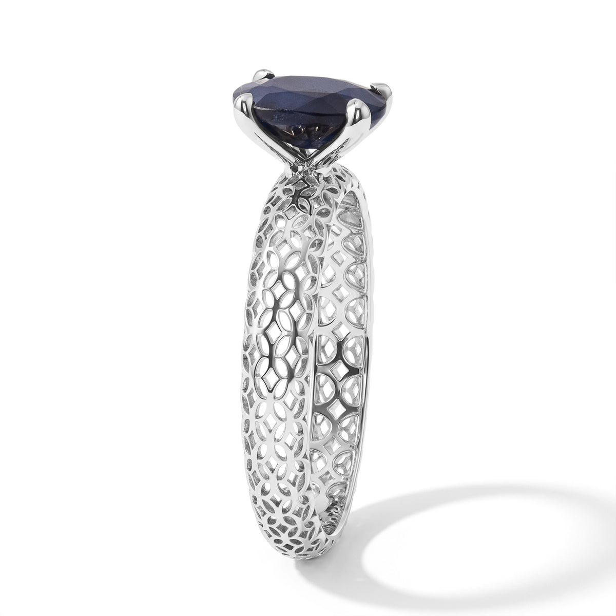D'Joy - Kwai Blue Sapphire Solitaire Ring in Platinum Overlay Sterling Silver 1.65 Ct. V32730511 2