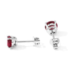 D'Joy - Fissure Filled Ruby Solitaire Stud Earring with Push Back in Platinum Overlay Sterling Silver 2.56 Ct._8744593_3