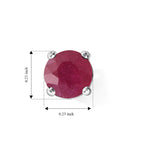 D'Joy - Fissure Filled Ruby Solitaire Stud Earring with Push Back in Platinum Overlay Sterling Silver 2.56 Ct._8744593_4