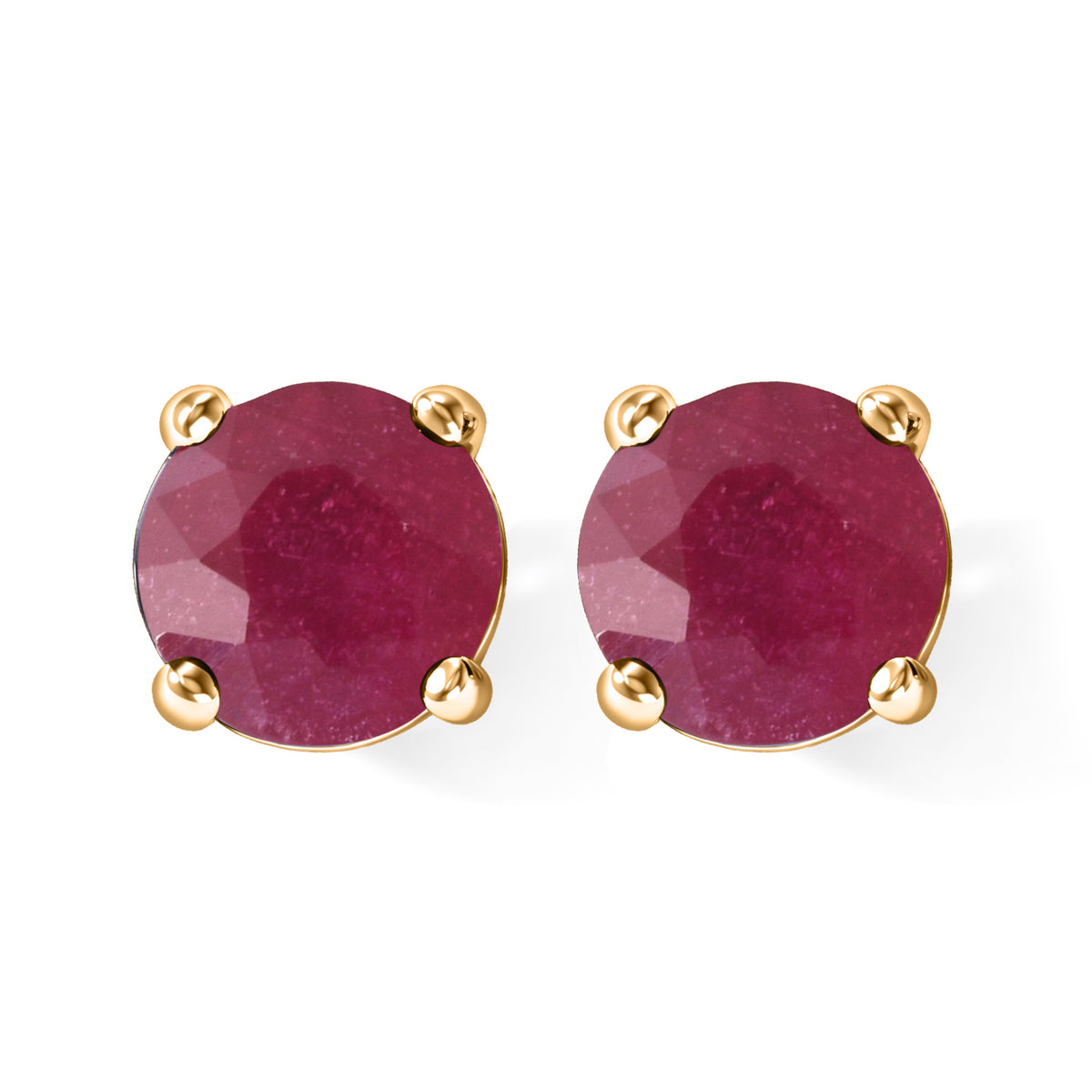 D'Joy - Fissure Filled Ruby Solitaire Stud Earring with Push Back in 18K Vermeil Yellow Gold Plated Sterling Silver 2.55 Ct. 8744595 0