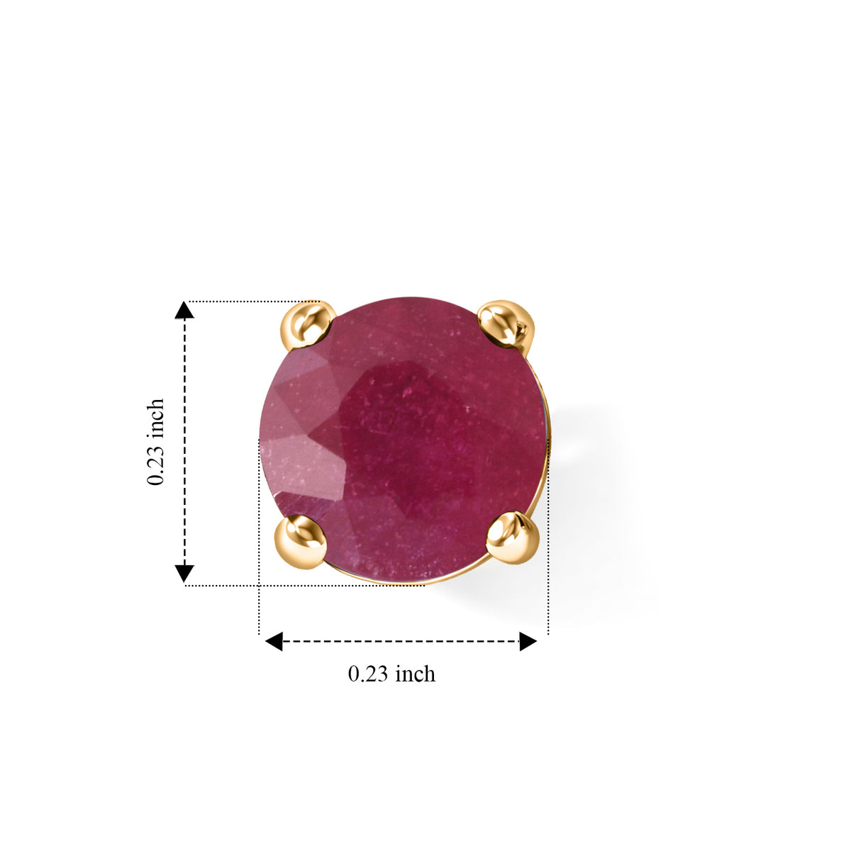 D'Joy - Fissure Filled Ruby Solitaire Stud Earring with Push Back in 18K Vermeil Yellow Gold Plated Sterling Silver 2.55 Ct. 8744595 3