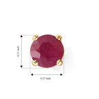 D'Joy - Fissure Filled Ruby Solitaire Stud Earring with Push Back in 18K Vermeil Yellow Gold Plated Sterling Silver 2.55 Ct._8744595_4